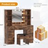 Makeup Vanity Desk with Lighted Mirror, 7 Drawers, Charging Station & Cushioned Storage Stool, Wood Dressing Table with 4 Open Shelves - 2 of 4