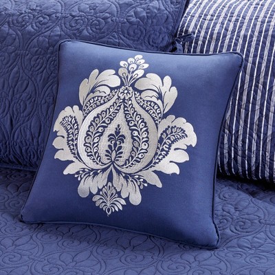 Navy Reversible Floral Motif Daybed Cover Set