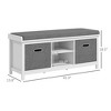 Shoe Storage Bench with Cushioned Seat, Entryway Bench Seat with 2 Drawers and Adjustable Shelf for Hallway - 3 of 4