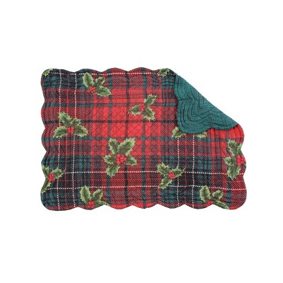 Nicholas Christmas Plaid Quilted 13" x 19" Rectangular Placemat Set of 4 
