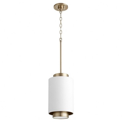 Quorum Lighting 1 - Light Pendant in  Studio White/Aged Brass