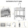 Stainless Steel Thickened Kitchen Utility Sink, Freestanding Single Bowl Kitchen Utility Sink with Pull-Out Faucet for Outdoor Garage Kitchen - 2 of 4