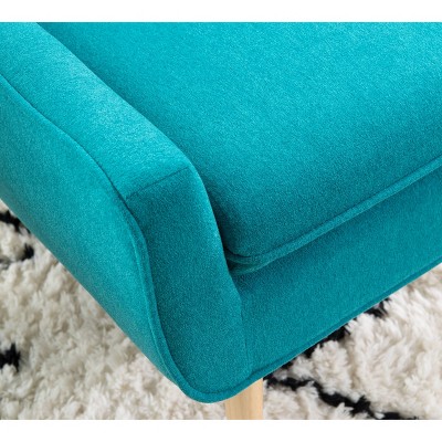 Modern Retro Bright Blue Wood Accent Chair with Button Tufting