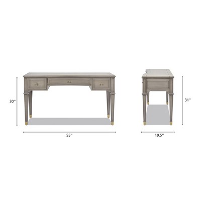 Dauphin 55" Gray Cashmere Wood Executive Desk with Drawers