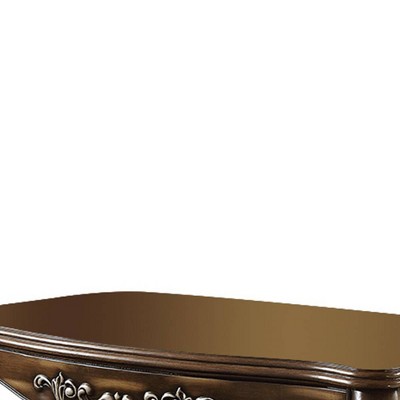 Latisha Antique Oak Rectangular Coffee Table with Carved Legs