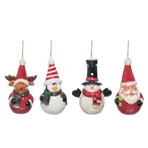 Transpac Ceramic Tall Hat Ornament Set of 4 Christmas Home Decorations - 1 of 1