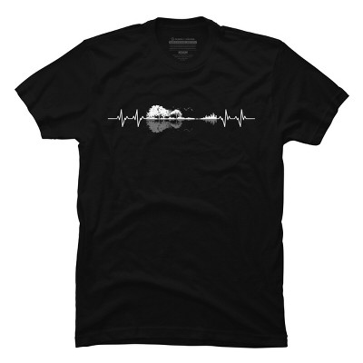 Men's Design By Humans Nature Guitar Heart Beat By Maryedenoa T-shirt ...