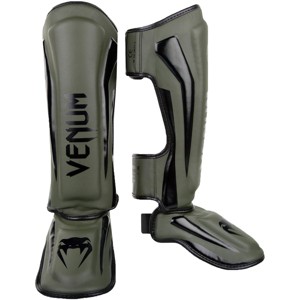 Venum Elite Lightweight Hook and Loop Shin Guards - Khaki/Black - 1 of 2