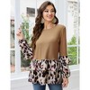 Leopard Print Tops for Women Long Sleeve Tunic Top Rib Knit Babydoll Peplum Top Blouses Ruffles Shirts - 4 of 4