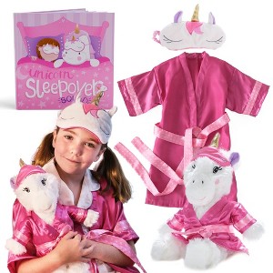 Tickle & Main Unicorn Gifts for Girls Sleepover Set of 4, Includes Unicorns Storybook, Plush Stuffed Animal, Sleep Mask & Robe - 1 of 4