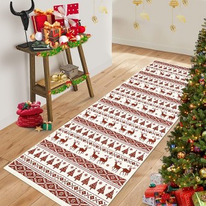 Christmas Area Rug, Washable Snowflake Holiday Accent Rug, Non Slip Low Pile Decorative Boho Carpet for Home - 1 of 4