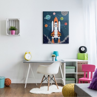 Rocket Ship Ready for Flight Outer Space Planets Canvas Wall Art, 30 x 40