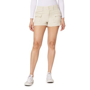 WallFlower Women's Flirty Curvy Twill Cargo Shorts 3" High-Rise Insta Stretch Juniors - 1 of 3