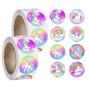 Playbees Unicorn Emoticon Sticker Rolls - 1.5 Inch Decal Stickers - 1 of 4