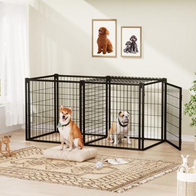 VisioGear 63" Dog Crate, Dog Kennel for Small Medium Dogs, Puppy Dog Playpen with Top, Pet Cage, Indoor, Black, 63"*29.9"*31.9"