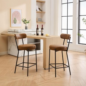 Counter Height Bar Stools Set of 2, 26 Inch Bar Stools Chairs with Back, Dining Chairs Thick Cushions and Metal Legs for Kitchen,Dining Room - 1 of 4