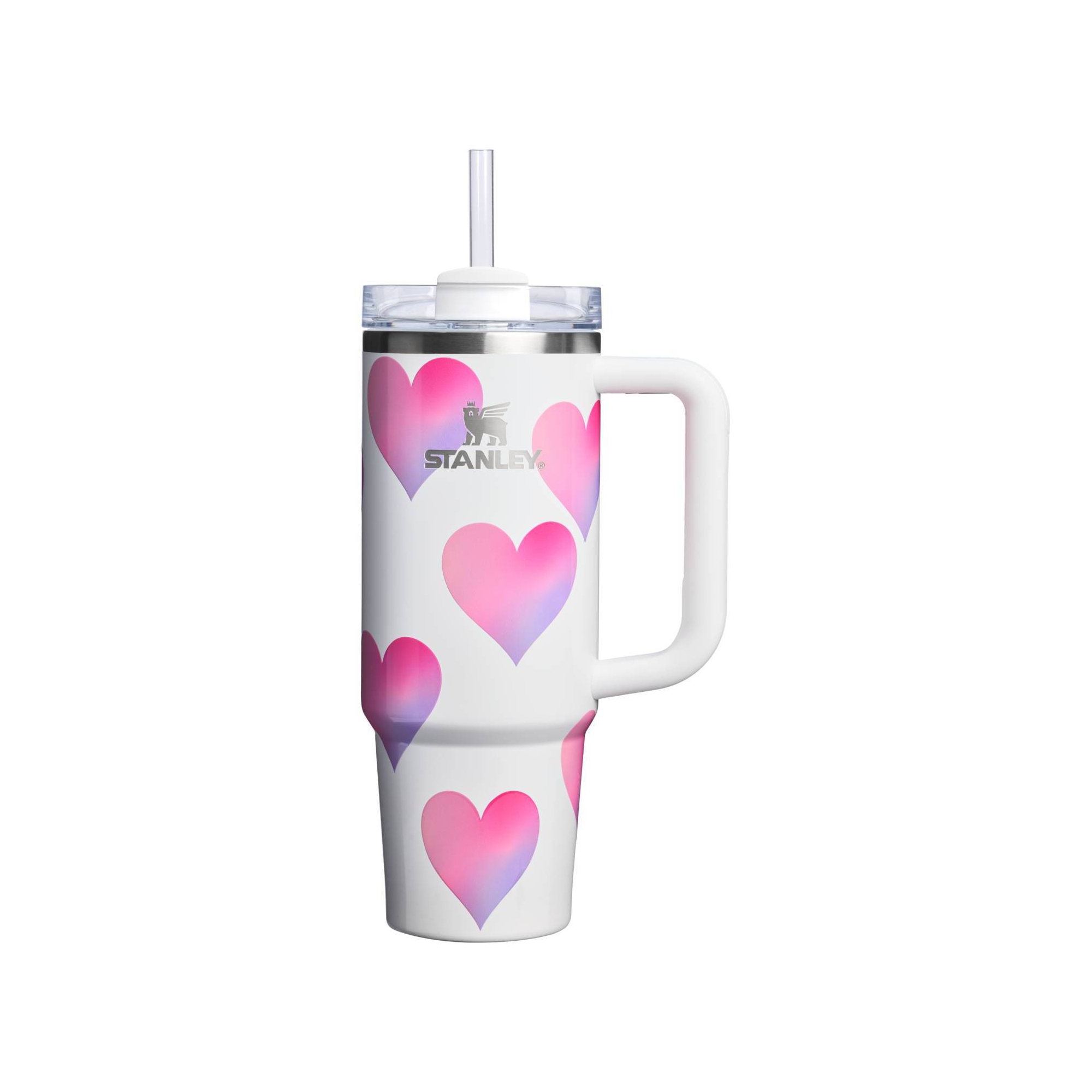 Stanley Valentine's Day 30 oz Stainless Steel H2.0 Flowstate Quencher Tumbler Frost Heart Gradient