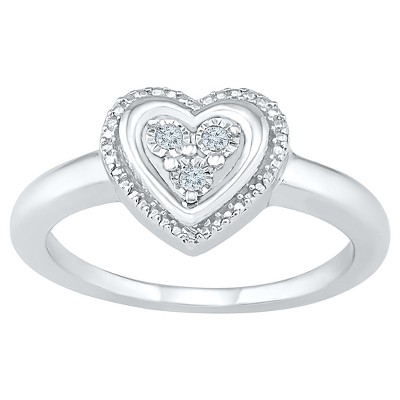 Diamond Accent Round White Diamond Heart Ring in Sterling Silver (I-J,I2-I3) (Size 9.00)