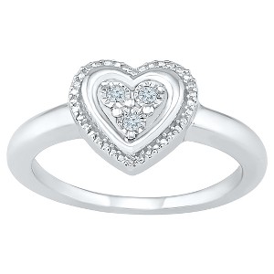 Diamond Accent Round White Diamond Heart Ring in Sterling Silver (I-J,I2-I3) (Size 8.50), Women