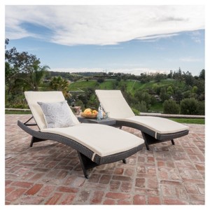 Salem 3pc Gray Wicker Lounge and Coffee Table - Beige - Christopher Knight Home - 1 of 4