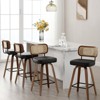 Bekrvio Swivel Counter Height Bar Stools - 26" Faux Leather Upholstered with Rattan Back,Ideal for Kitchen Island - 3 of 4