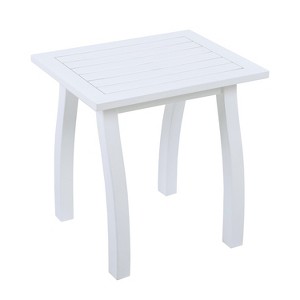 Dexmalle Patio Acacia wood Accent End Table in White PU,Weather-Resistant,White - 1 of 4