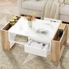 Dexmalle 41.3*23.6" White High Glossy Coffee Table with Hidden Compartments - 3 of 4