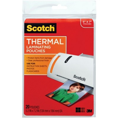 Scotch Thermal Laminating Pouch, 5 x 7 Inches, 5 mil Thick, pk of 20