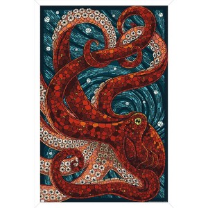 Trends International Lantern Press - Yachats, Oregon, Octopus Mosaic Framed Wall Poster Prints - 1 of 4