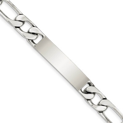 Black Bow Jewelry Men's 10mm Sterling Silver Engravable Figaro Link I.D. Bracelet