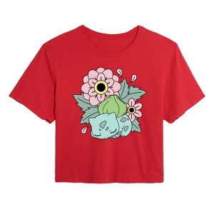 Women's - Pokémon - Bulba Flowers Cropped Graphic T-Shirt - 1 of 4