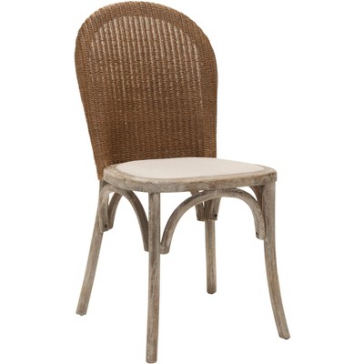 Ivory Woven Cane and Oak Dining Side Chair Set