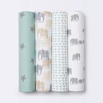 Flannel Baby Blankets Elephants - Cloud Island™ Gray 4pk