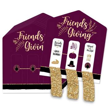 Big Dot of Happiness Elegant Thankful for Friends - Friendsgiving Thanksgiving Party Game Pickle Cards - Pull Tabs 3-in-a-Row - Set of 12