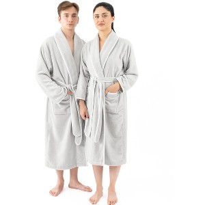 American Soft Linen Triga - Bamboo Robes for Women and Men, Unisex Plush Spa Lounging Bathrobe, 1 Piece Cozy Robe for Couples After Shower - 1 of 4