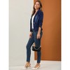 INSPIRE CHIC Women's Notched Lapel Button Up Long Sleeve Washed Denim Blazer - 4 of 4