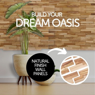 Natural Teak 3D Textured Wall Panels, 28" x 1.5"