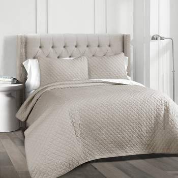 NY&CO Ahling 3 Piece Quilt Set Contemporary Geometric Diamond Pattern  Bedding grey king, king - Pay Less Super Markets