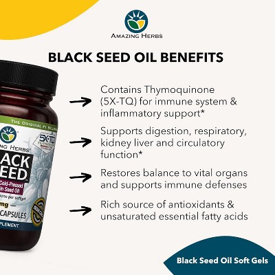 Amazing Herbs Black Seed 500mg Softgels, 90 Ct
