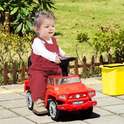 VYNXARIA Kids Ride on Push Car, SUV Style Sliding Walking Car for Toddle with Horn, Music, Working Lights, Hidden Storage and Anti-dumping System, Red