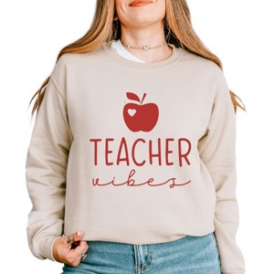 Simply Sage Market Teacher Vibes Cursive Apple Sweatshirt - 1 of 4