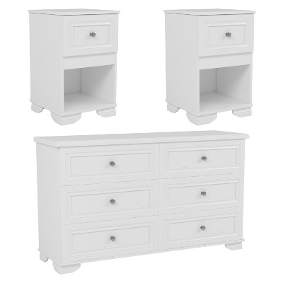 Bella Depot 3-Pieces Bedroom Set with 6-Drawer Dresser and Nightstands