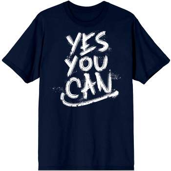 yes You Can Gym Culture Unisex Adult Navy Blue Graphic Tee : Target