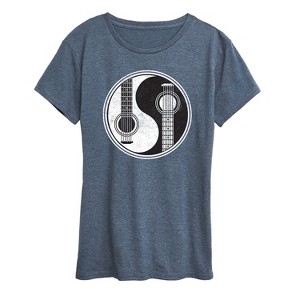 Women's - Instant Message - Yin Yang Guitar Men Short Sleeve Graphic T-Shirt - 1 of 4