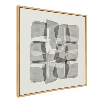 Neutral Abstract Black and White Canvas Print with Natural Frame