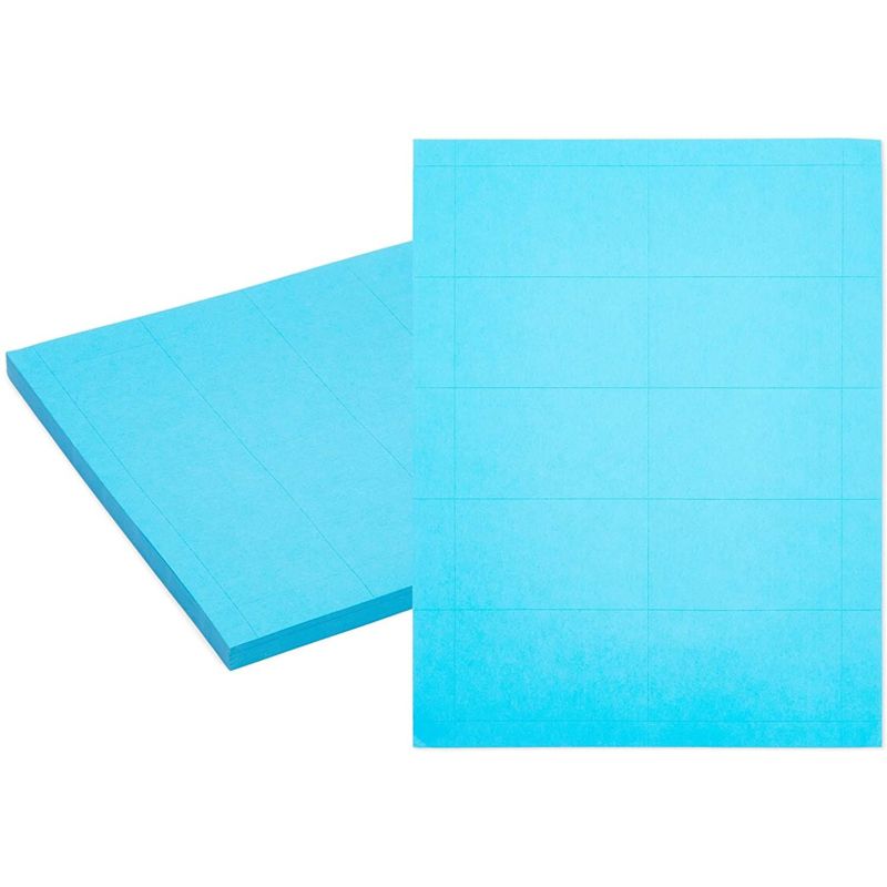 Stockroom Plus 50 Sheets 500 Cards A4 Size Blue Printable Business Card Sheets 3.5 x 2 In, 1 of 6