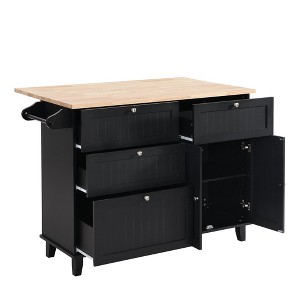 NicBex Kitchen Island with Seating Drop Leaf Kitchen Island with 4 Drawers, Storage Cabinet, and 2 Seatings - 1 of 4