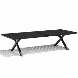 Crestlive Products Outdoor Dining Table for 8-10 People Patio Rectangle Table, Aluminum Frame with Durable Wood-Like Tabletop and Umbrella Hole Brown - 1 of 4