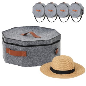 Hardboard Hat Storage Box with Shoulder Strap, Portable 17Inch Hat Organizer for Travel, Hold 3-5 Cowboy Hats, Sun Hats&Caps, Foldable with Door Hook - 1 of 4