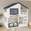 TIRAMISUBEST Twin/Full House Design Bunk Bed / Loft Bed with Floor Bed, Kids Bed Frame with Bookshelf, Ladder & Guardrail - 3 of 4